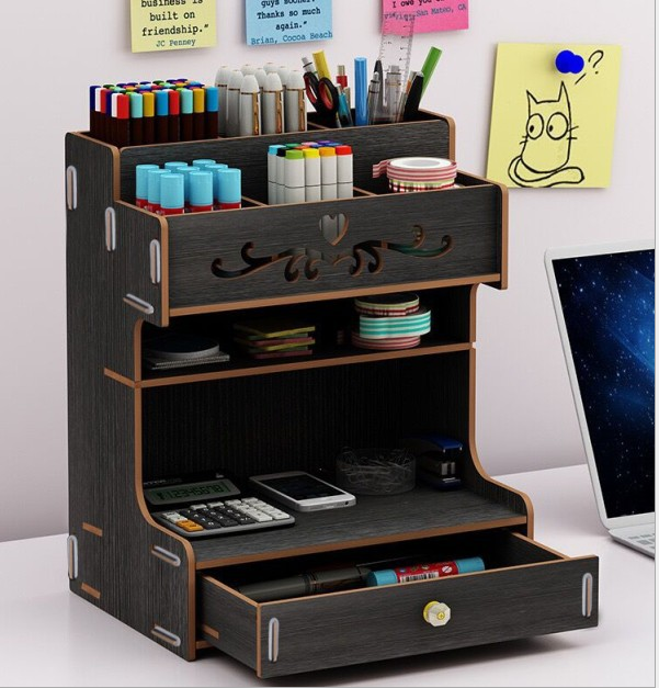 Kệ Đụng Bút 6 Ngăn Có Tầng Đựng Vpp , Có Ngăn Kéo