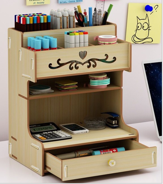 Kệ Đụng Bút 6 Ngăn Có Tầng Đựng Vpp , Có Ngăn Kéo