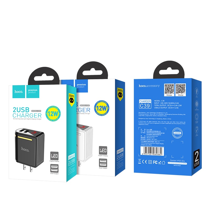 Cốc Sạc Củ Sạc Hoco C39 2 Usb 2.4A