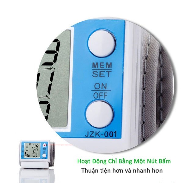Máy Đo Huyết Áp Cổ Tay Healthy Life Jzk-001 Máy Đo Huyết Áp Cổ Tay Healthy Life Jzk-001