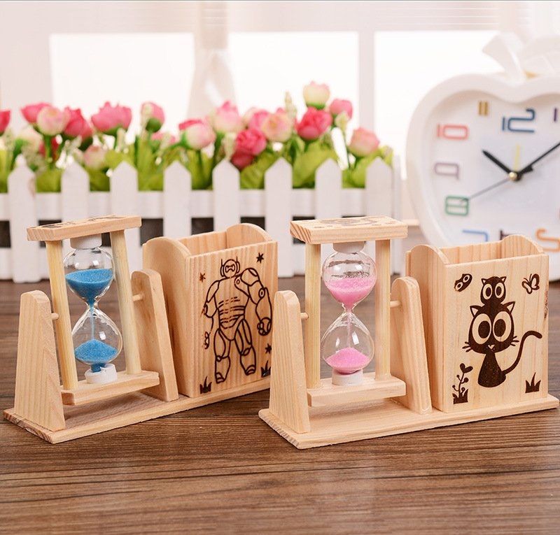 Đồng Hồ Cát Kèm Hộp Đựng Bút Bằng Gỗ Đồng Hồ Cát Kèm Hộp Đựng Bút Bằng Gỗ