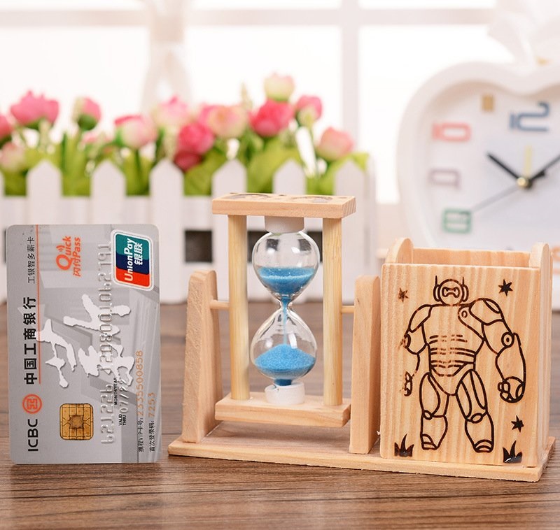 Đồng Hồ Cát Kèm Hộp Đựng Bút Bằng Gỗ Đồng Hồ Cát Kèm Hộp Đựng Bút Bằng Gỗ