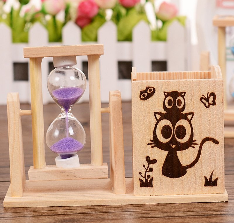 Đồng Hồ Cát Kèm Hộp Đựng Bút Bằng Gỗ Đồng Hồ Cát Kèm Hộp Đựng Bút Bằng Gỗ
