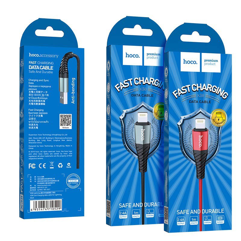 Cáp Sạc Nhanh Hoco X38 Lightning, 2.4A Cáp Sạc Nhanh Hoco X38 Lightning, 2.4A