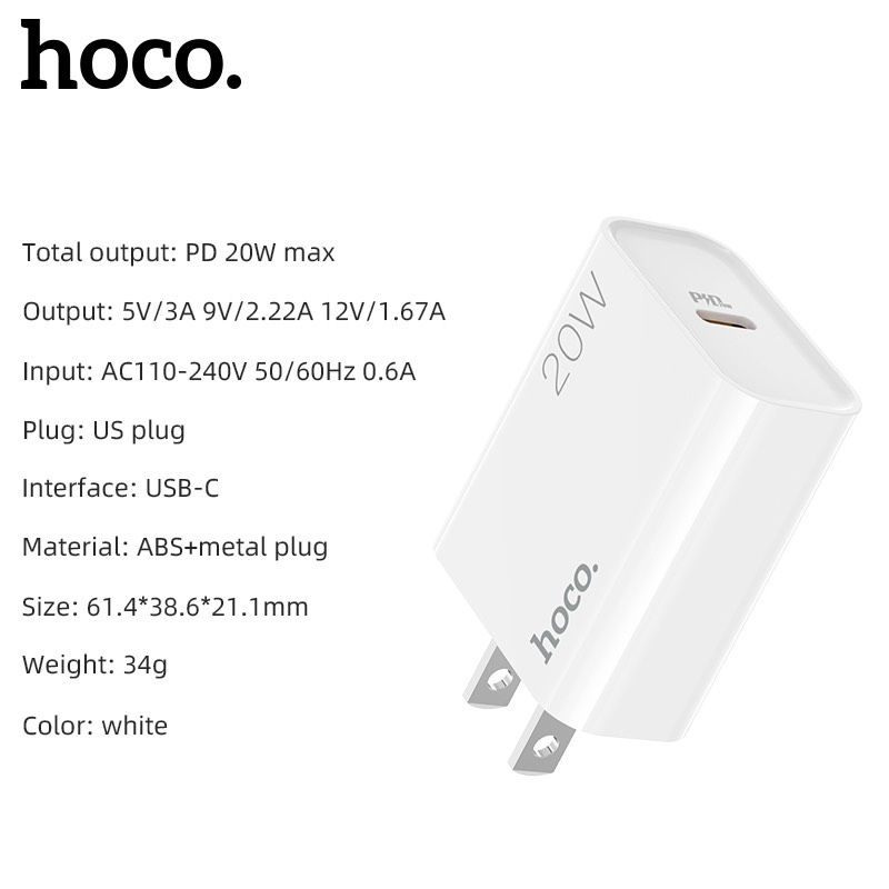 Cốc Sạc Hoco Hk29 , Pd20W+Qc3.0