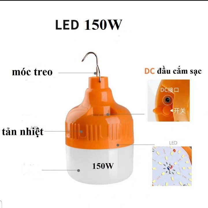 Bóng Đèn Buld Tích Điện (Đui Màu Cam) 150w