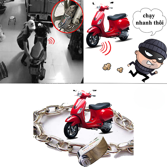 Bộ Khóa Đĩa Xe Máy Alarm Chống Trộm Có  Còi Hú Báo Động