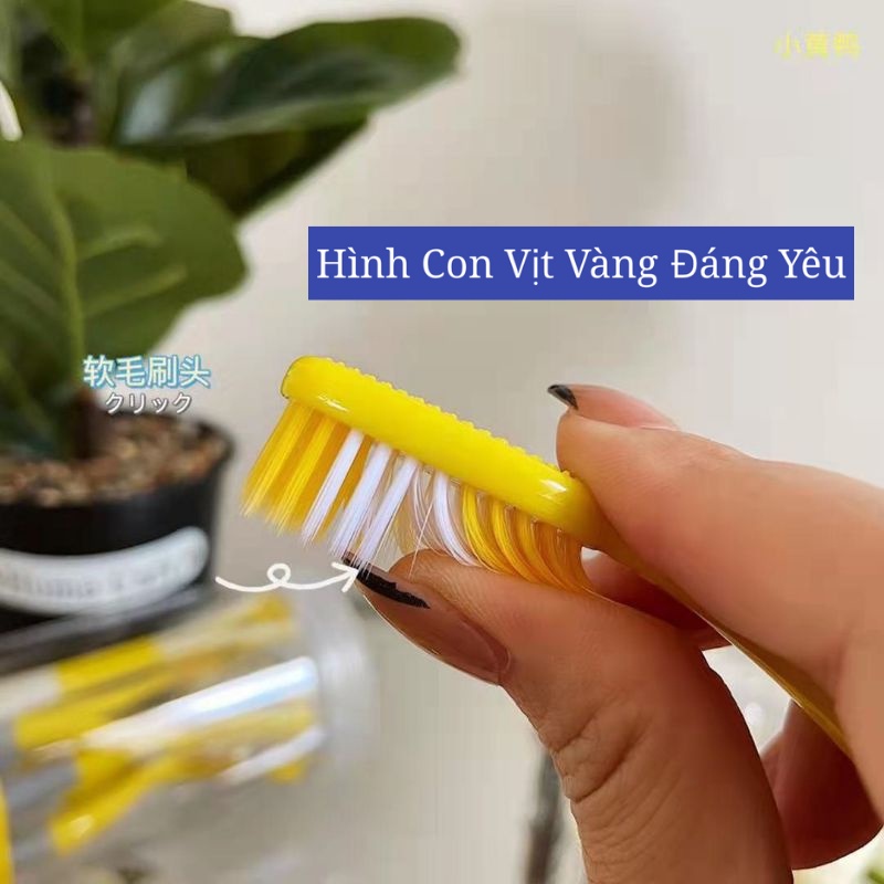 Hộp 8 Bàn Chải Hình Vịt Đáng Yêu Kèm Đầu Tưa Lưỡi 2In1