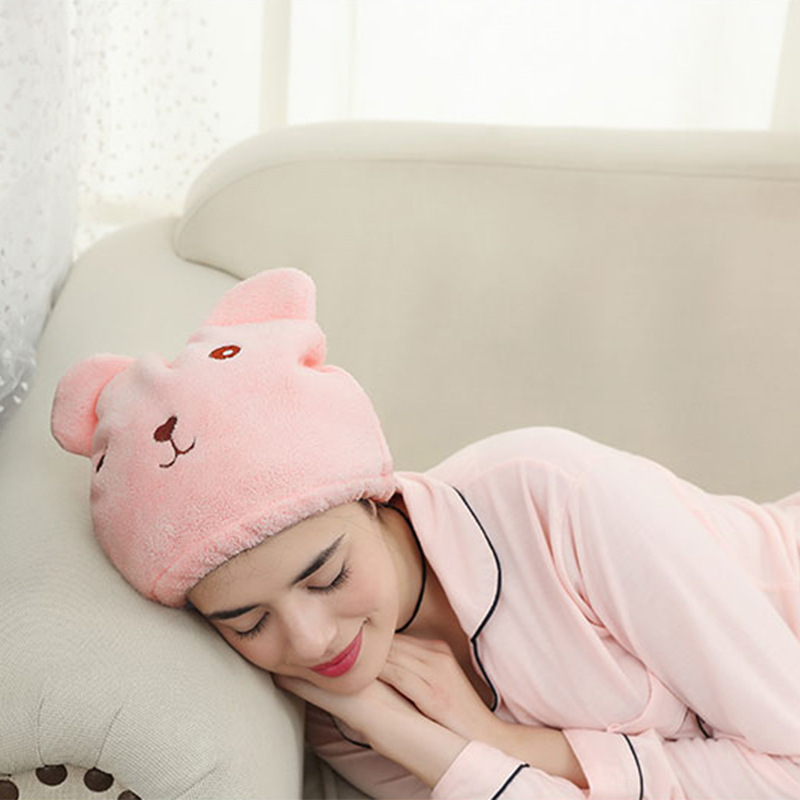 Khăn Mũ Trùm Đầu Khô Tóc Hình Gấu 26cm Khăn Mũ Trùm Đầu Khô Tóc Hình Gấu 26cm