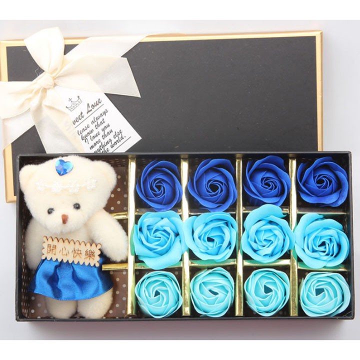 Hoa Hồng 3D Sáp 12 Bông Kèm Gấu Sweet Love Hoa Hồng 3D Sáp 12 Bông Kèm Gấu Sweet Love