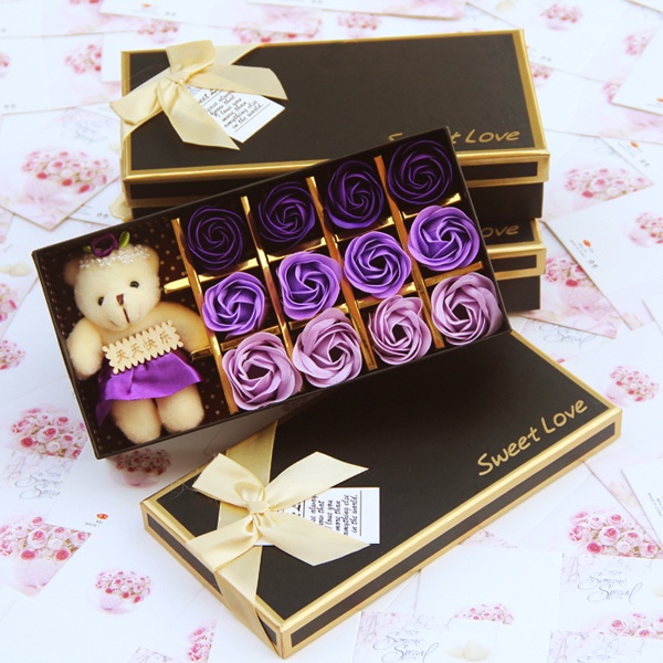 Hoa Hồng 3D Sáp 12 Bông Kèm Gấu Sweet Love Hoa Hồng 3D Sáp 12 Bông Kèm Gấu Sweet Love