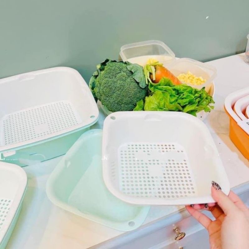 Bộ Rổ Đa Năng Ecco: Sét 6 Món Gồm 3 Rổ & 3 Chậu Nhựa Ecco Hàng Vn