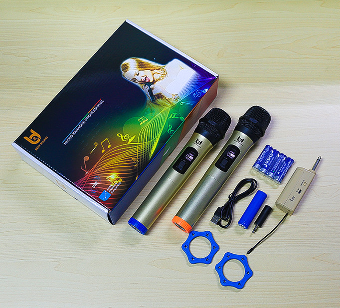 Micro Karaoke Không Dây Model V-W003 - 2 Mic Best Sound
