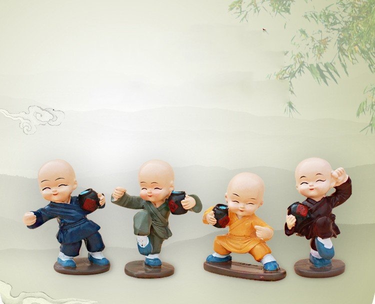 Bộ Tượng 4 Chú Tiểu Tập Võ Túy Quyền ôm Bình Rượu Bộ Tượng 4 Chú Tiểu Tập Võ Túy Quyền ôm Bình Rượu