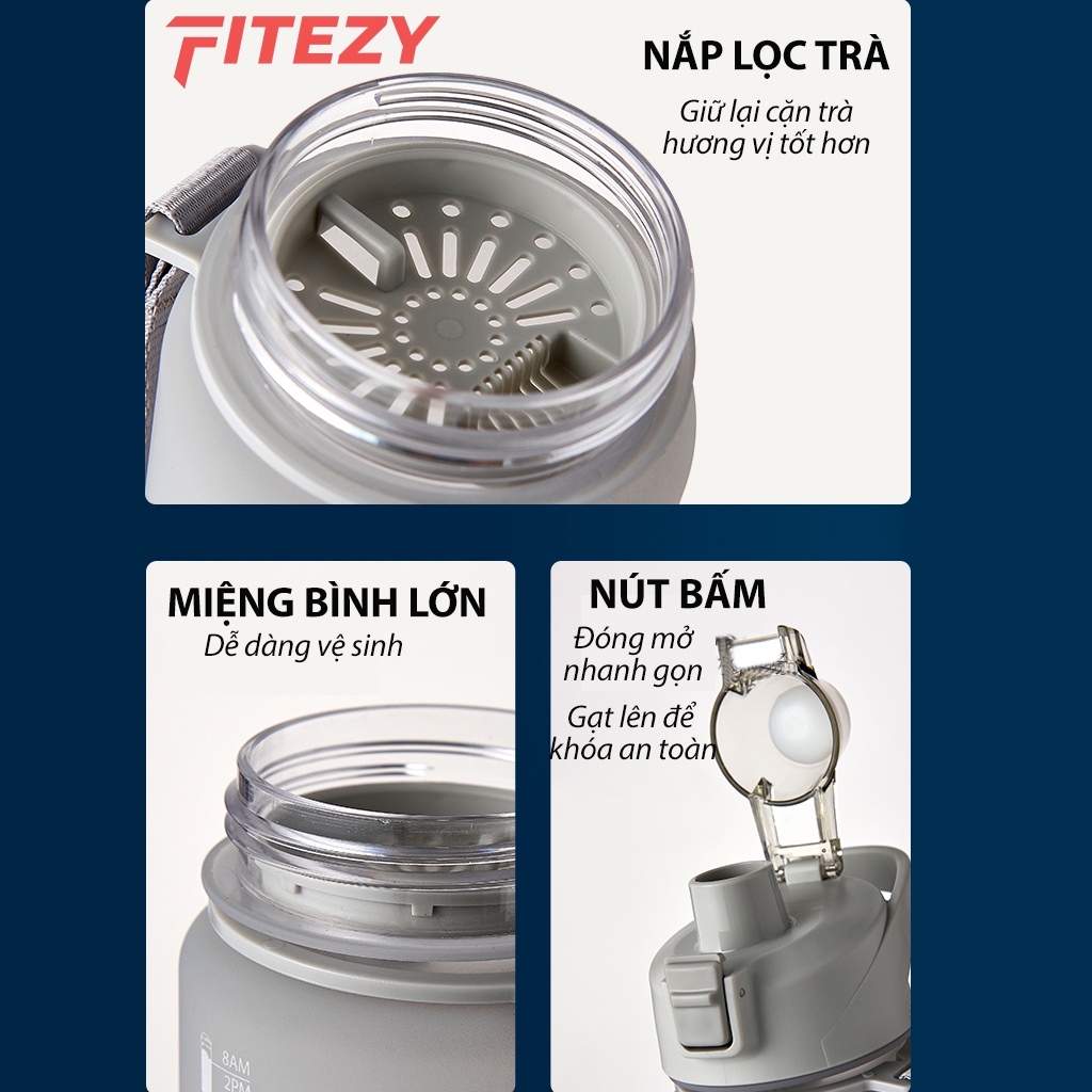 Bình Đựng Nước Refill 1 Lít Cao Cấp Có Quai Đeo