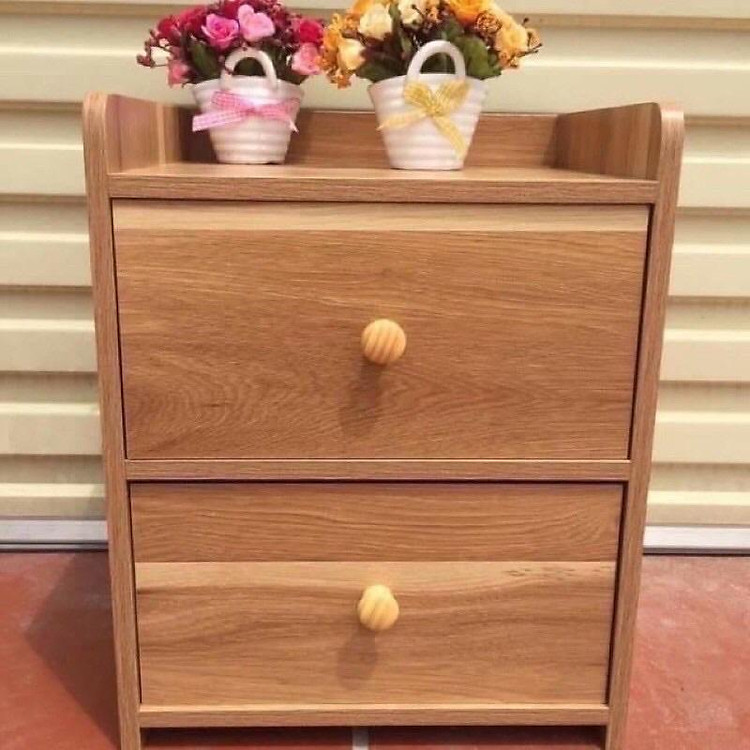 Tủ Để Đầu Giường 2 Tầng Bằng Gỗ Có Ngăn Kéo Chắc Chắn Loại Đẹp(Mẫu Kéo 2 Ngăn)