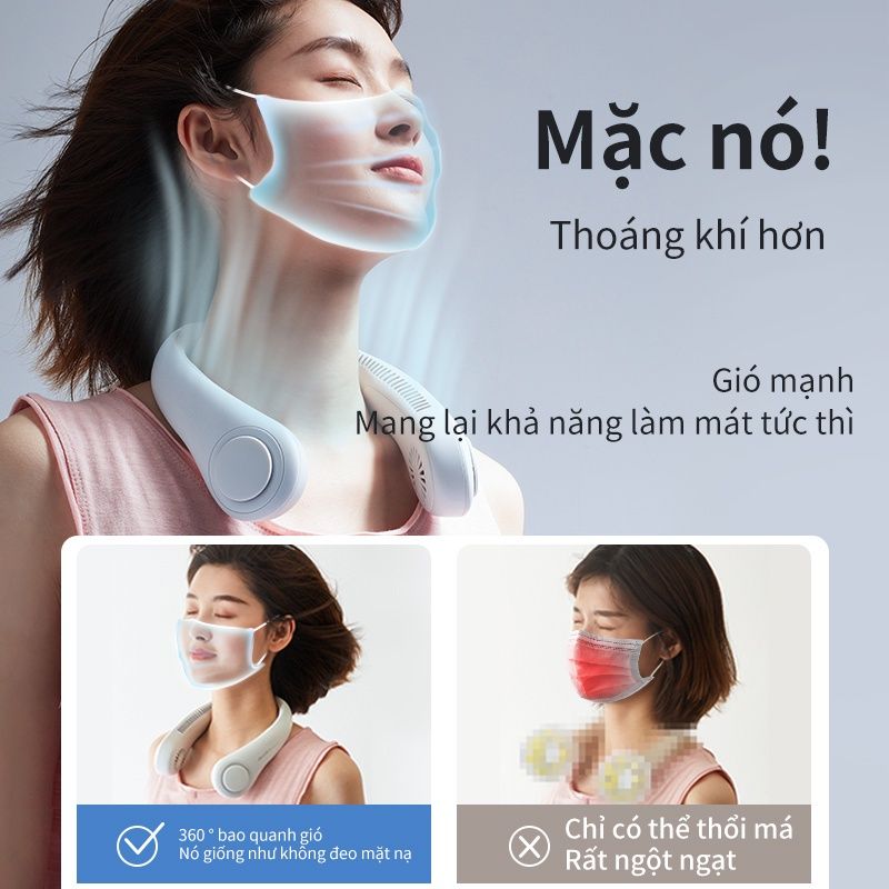 Quạt Đeo Cổ Không Cánh Sạc Usb