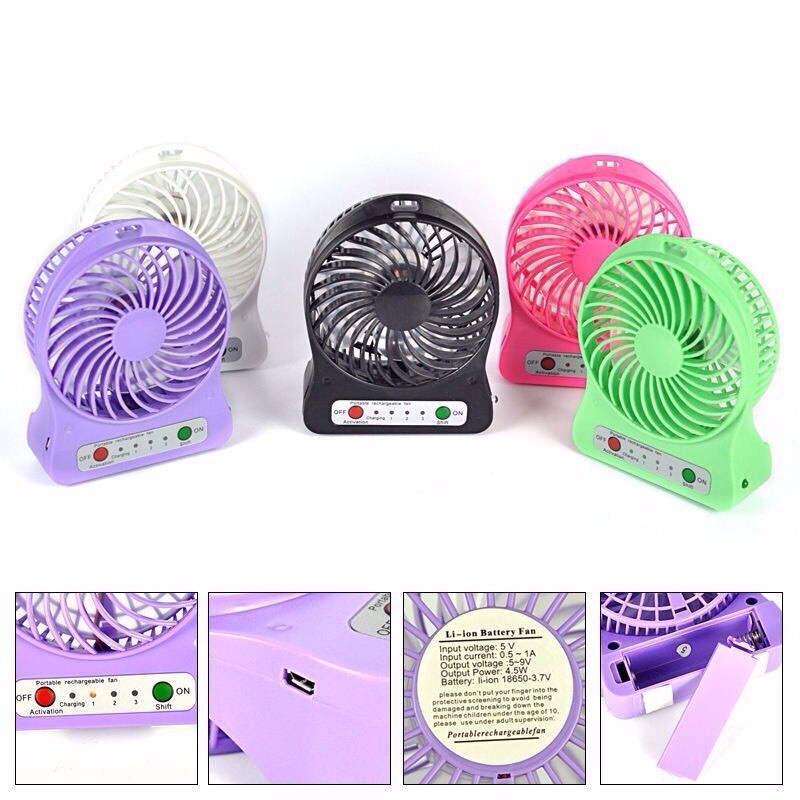 Quạt 3 Tốc Độ Dùng Pin Sạc Siêu Mát