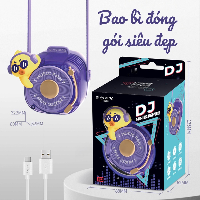 Quạt Đeo Cổ Dj Sạc Usb