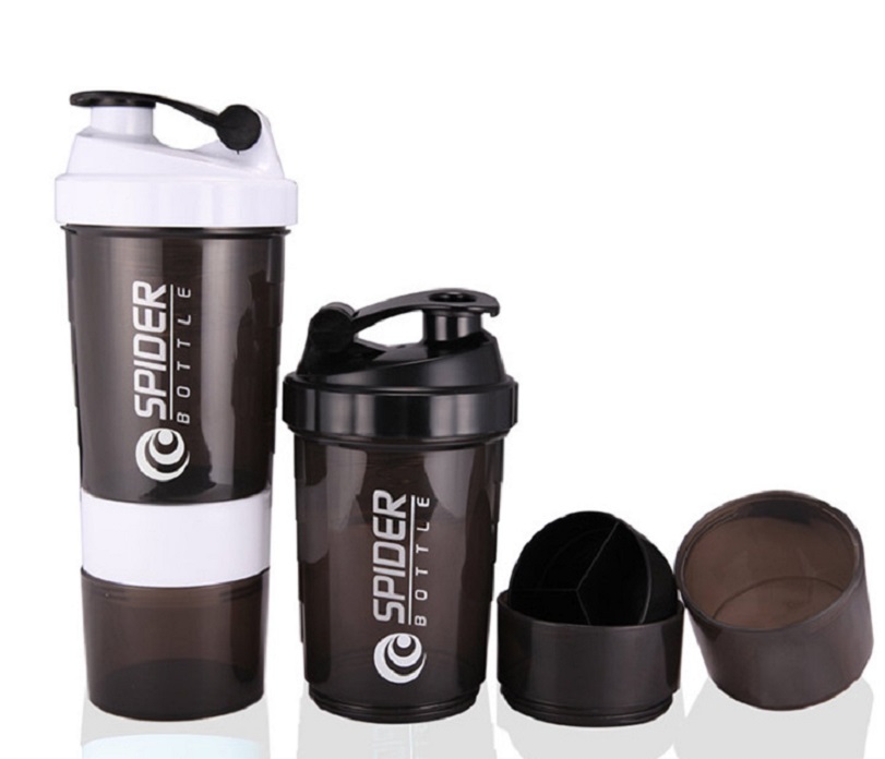 Bình Lắc Spider Tập Gym 3 Ngăn Tiện Dụng 500Ml