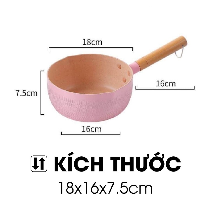 Chảo Đáy Sâu Caramic Lúa Mạch Cán Gỗ