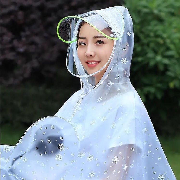 Áo Mưa Xe Điện 2 Đầu Có Kính Trong Suốt
