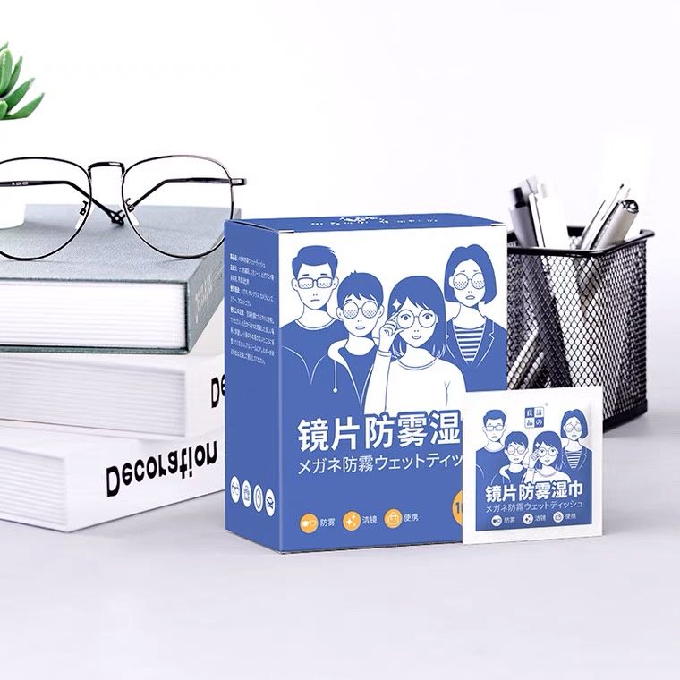 Hộp 100 Miếng Khăn Lau Mắt Kính Nano Chống Mờ Sương