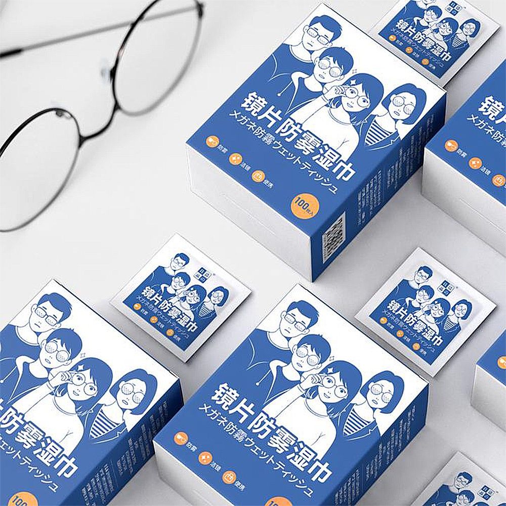 Hộp 100 Miếng Khăn Lau Mắt Kính Nano Chống Mờ Sương