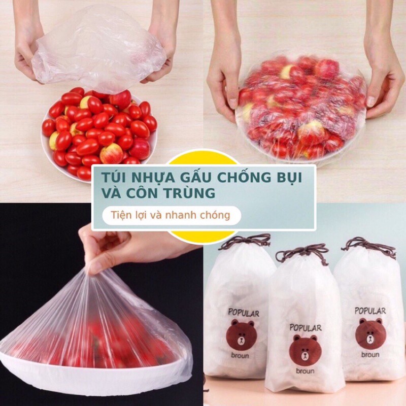 Set 100 Màng Bọc Thực Phẩm Hình Gấu