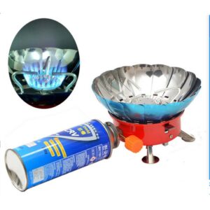 Bếp Gas Du Lịch Camping Stove Có Vòng Chắn Gió Tiện Lợi Kèm Túi Đựng