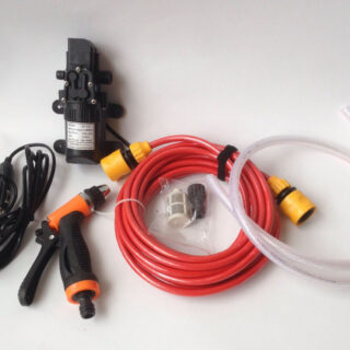 Bộ Máy Bơm Rửa Xe Mini Nguồn 12V Dùng Cho Ô Tô Tăng Áp Lực Nước Cực Mạnh