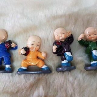 Bộ Tượng 4 Chú Tiểu Tập Võ Túy Quyền ôm Bình Rượu