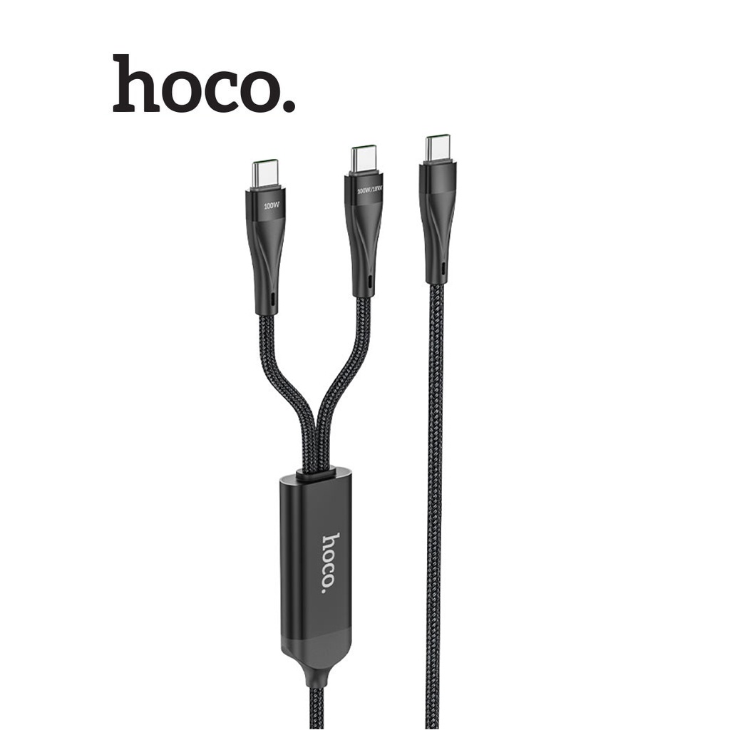 Cáp Sạc 2In1 Hoco U102 Sạc Nhanh 100W Type-C To Type-C + Type-C Dây Nylon Bện Dài 150Cm Cho Android Cáp Sạc 2In1 Hoco U102 Sạc Nhanh 100W Type-C To Type-C + Type-C Dây Nylon Bện Dài 150Cm Cho Android