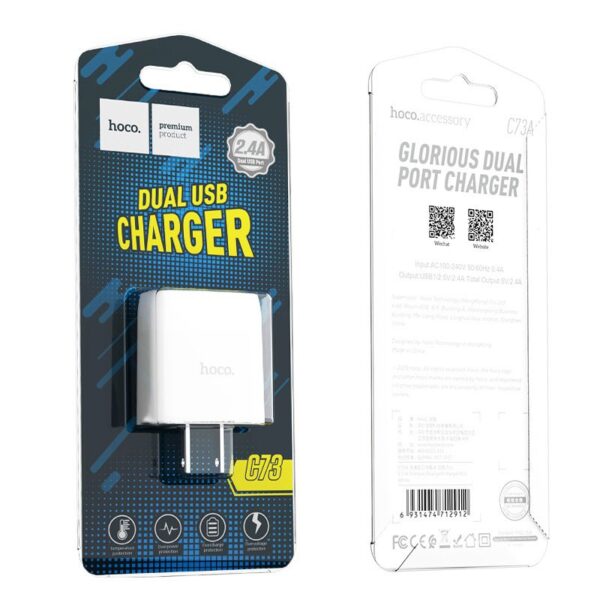 Cóc Sạc Nhanh Hoco C73 2.4A 2 Cổng USB
