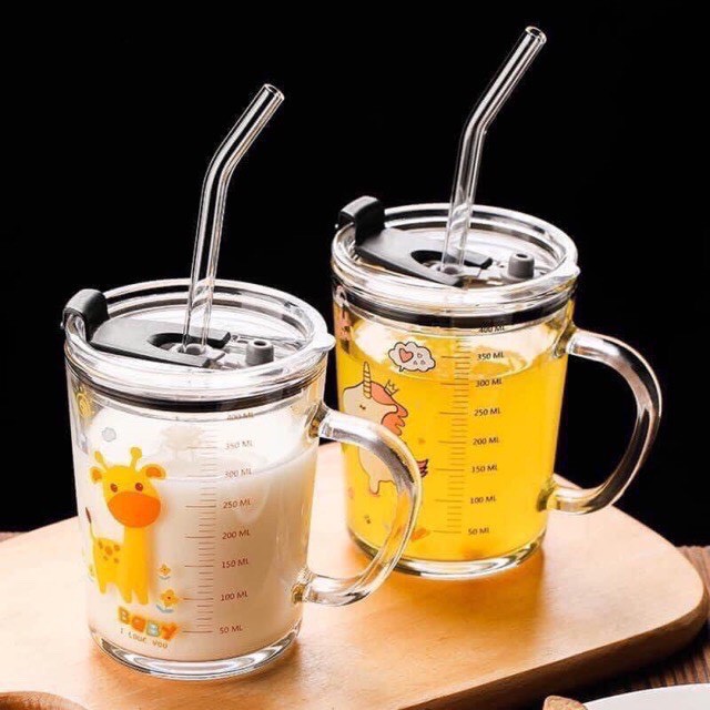 Cốc Uống Sữa Chia Vạch Thuỷ Tinh Chịu Nhiệt Hamster Cốc Uống Sữa Chia Vạch Thuỷ Tinh Chịu Nhiệt Hamster