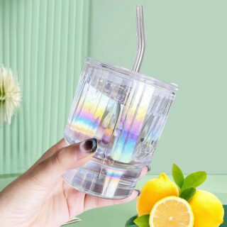 Cốc Thuỷ Tinh Màu Sắc ColorFul Kèm Ống Hút