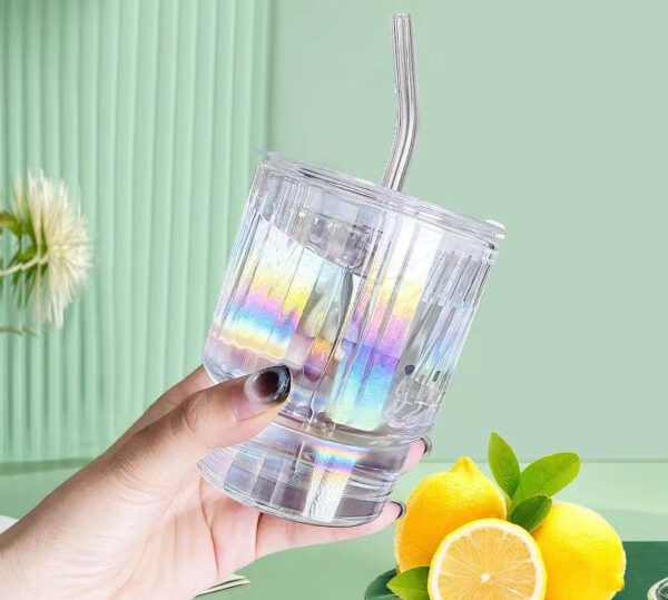 Cốc Thuỷ Tinh Màu Sắc ColorFul Kèm Ống Hút