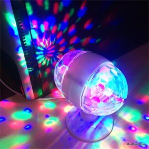 Đèn Led Vũ Trường 2 Cầu Xoay 7 Màu Có Đế