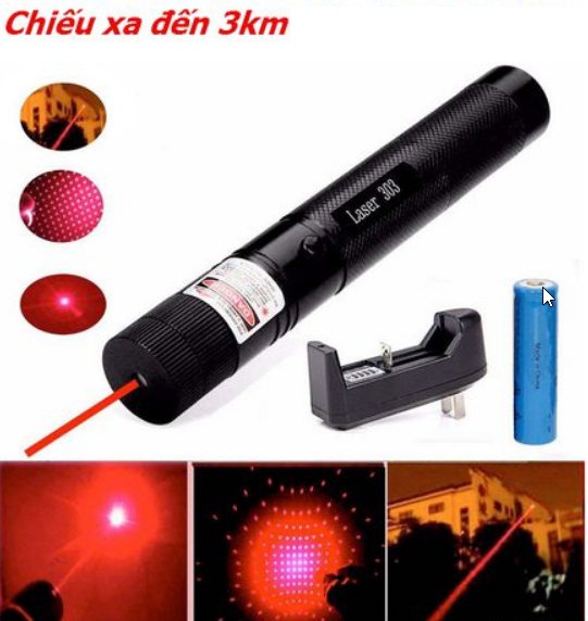 Đèn Pin Laser 303 Tia Đỏ Siêu Sáng Cao Cấp Đèn Pin Laser 303 Tia Đỏ Siêu Sáng Cao Cấp