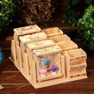 Đồng Hồ Cát Đôi Kiêm Hộp Đựng Bút Để Bàn