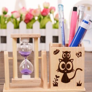Đồng Hồ Cát Kèm Hộp Đựng Bút Bằng Gỗ
