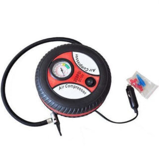 Máy Bơm Lốp Xe Hơi Xe Máy Hình Bánh Xe Có Đồng Hồ 12V 260Psi