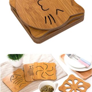 Miếng Lót Nồi, Chén Loại Lớn Cách Nhiệt Bằng Gỗ Nhiều Hình