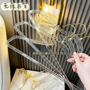 Móc Quần Áo Trong Suốt Kim Tuyến Ánh Vàng Phong Cách Hàn Quốc