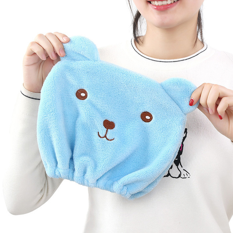 Khăn Mũ Trùm Đầu Khô Tóc Hình Gấu 26cm Khăn Mũ Trùm Đầu Khô Tóc Hình Gấu 26cm