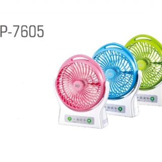 Quạt Sạc Tích Điện Để Bàn DP-7605 Cực Mạnh 27Cm Có Đèn Led