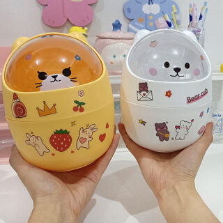 Thùng Rác Để Bàn Mini Hình Thú Siêu Dễ Thương 16x13cm Kèm Sticker