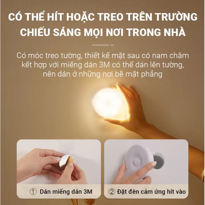 Đèn Dán Tường Cảm Biến Chuyển Động 2 Chế Độ White, Warm Sạc USB 9cm Đèn Dán Tường Cảm Biến Chuyển Động 2 Chế Độ White, Warm Sạc USB 9cm