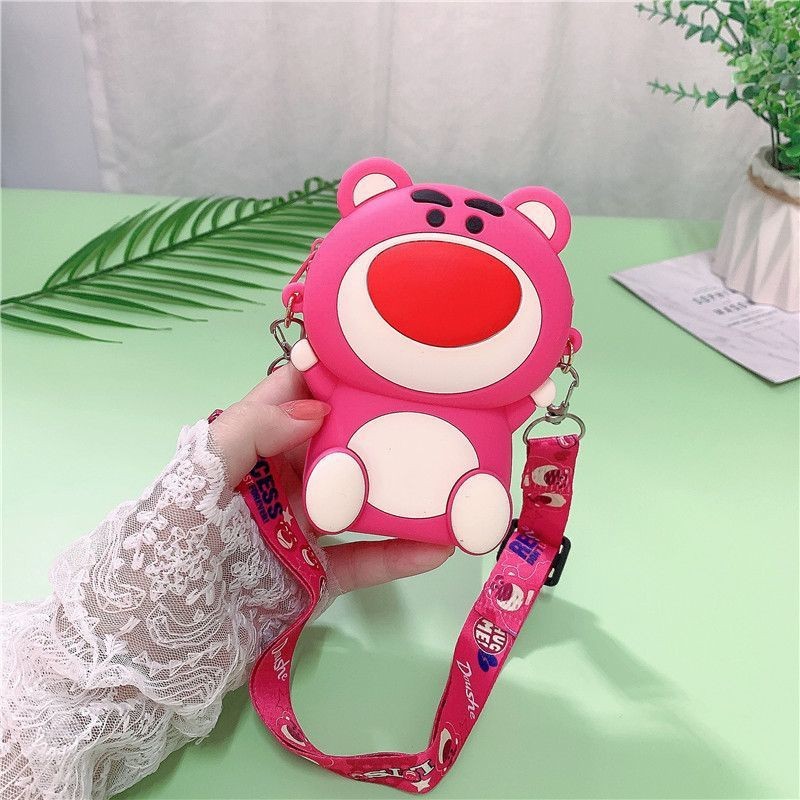 Túi Đeo Chéo Silicon Hình Gấu Hồng Lotso