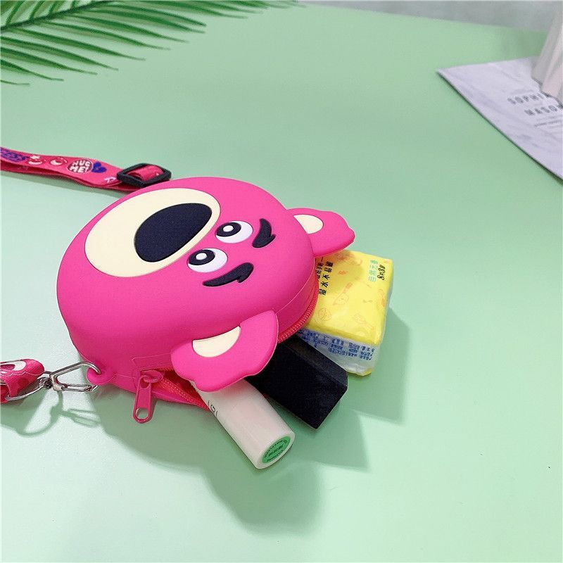 Túi Đeo Chéo Silicon Hình Gấu Hồng Lotso